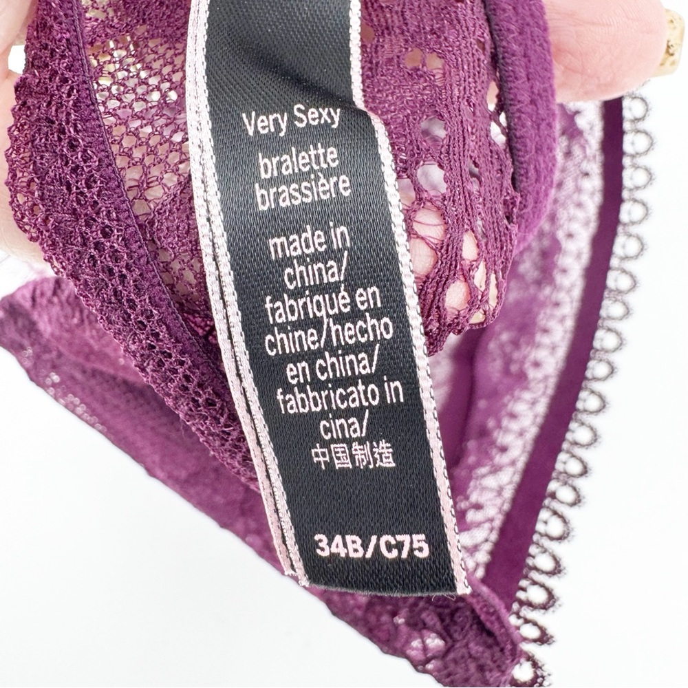 ✅ Victoria's Secret Very Sexy High Neck‎ Lace Bralette 34B Purple - Picture 7 of 7